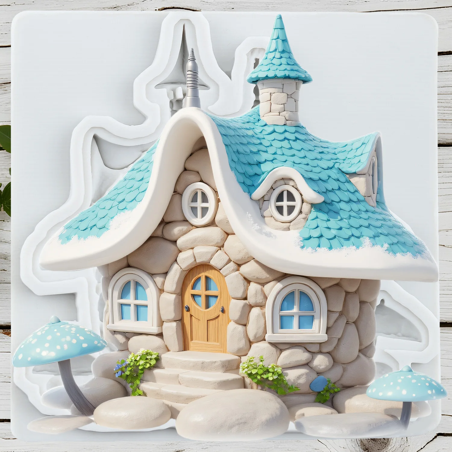 Moldes de silicona para casa de jardín de hadas, herramientas de decoración de tortas con fondant, pegamento en forma de gota para pastel de chocolate, arcilla, resina epoxi, moldes de silicona