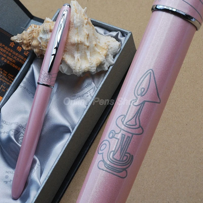 

Picasso Personality Metal Pink & Silver Fountain Pen F Nib 0.5mm BF007