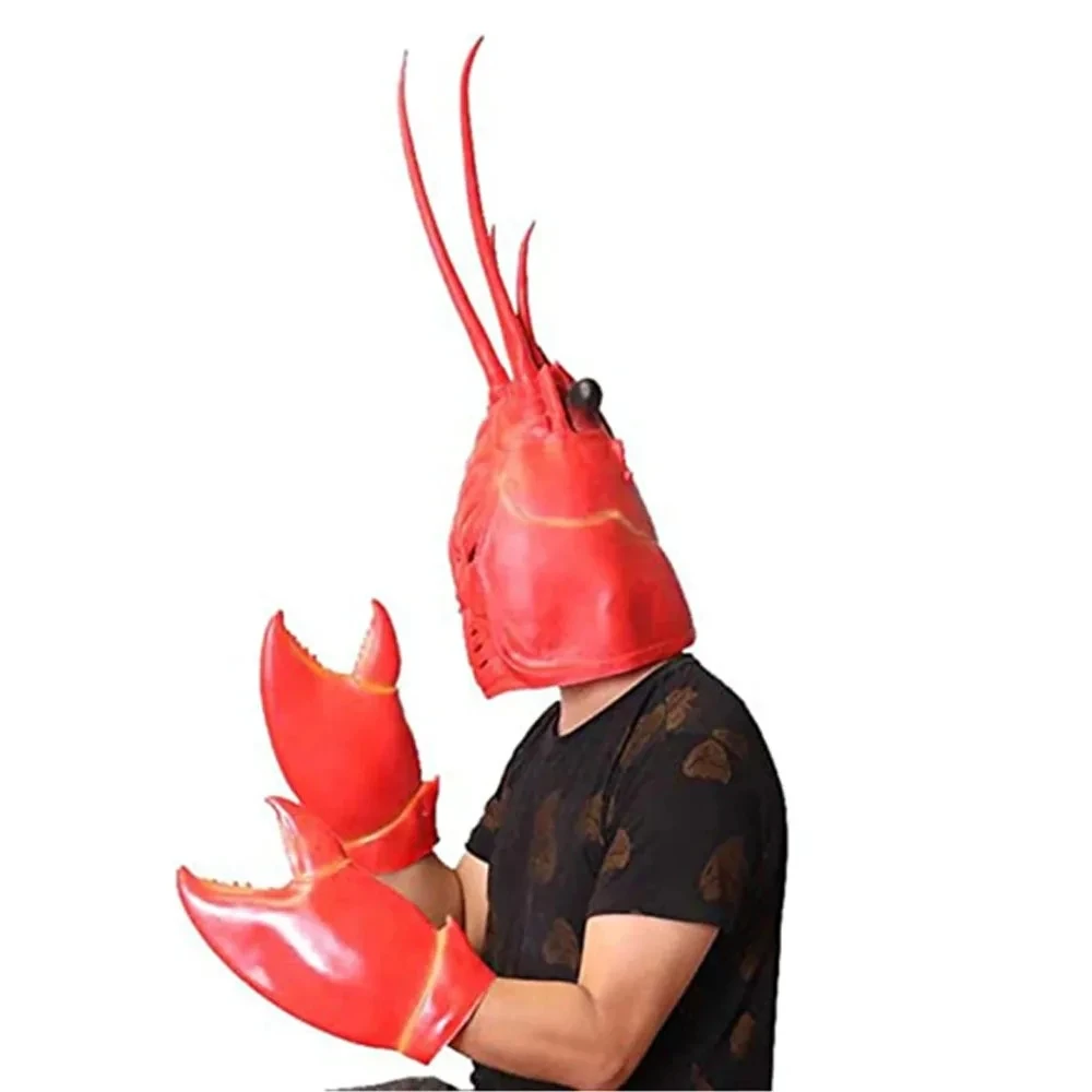 Latex Animal Masks Party Props Toys Decoration，Funny Lobster Crab Claws Gloves Hands Weapon Props Halloween Cosplay Costume