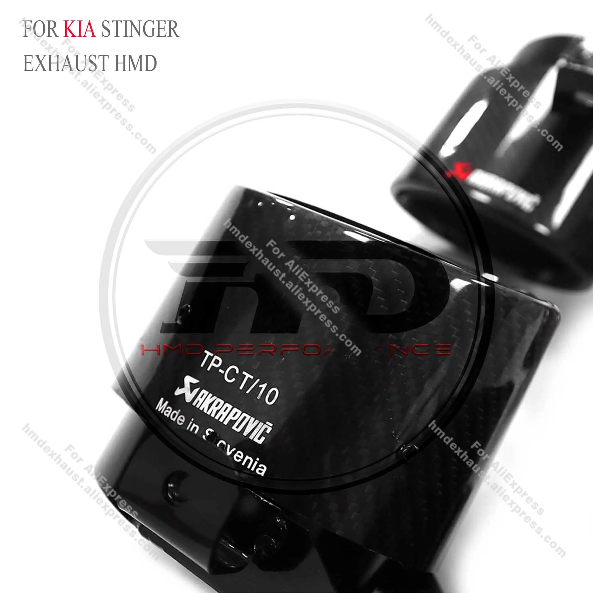 

HMD Car Accessories Exhaust Tips For Kia stinger 3.3T Carbon Fiber Four Exits Tail Pipe AK LOGO