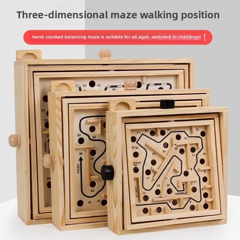 لعبة التوازن الخشبي، لعبة مسار سطح المكتب التفاعلية، لعبة ألغاز حل المتاهة المكرنك اليدوية للأطفال والكبار