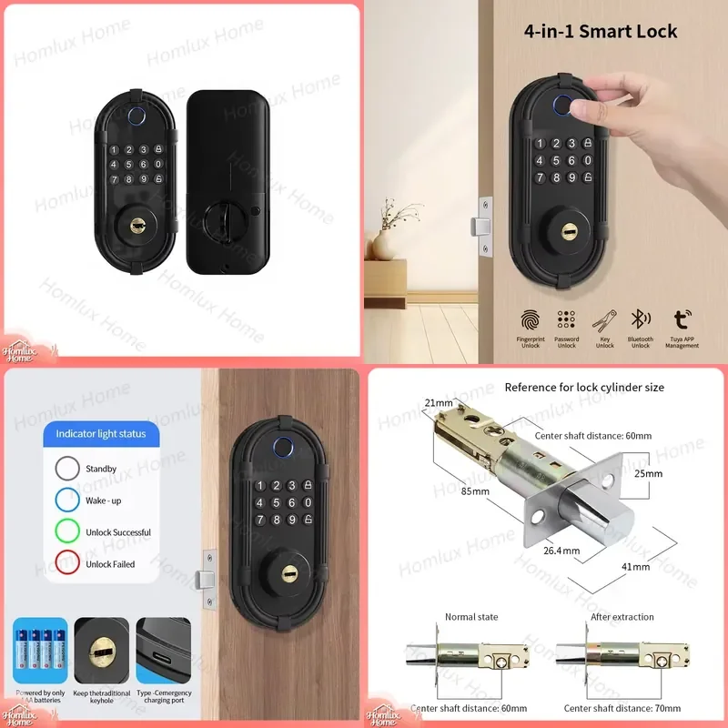 Smart Door Lock for Wooden Doors with Fingerprint Password Card Key and Remote Unlocking Function DL10 Model Office Home