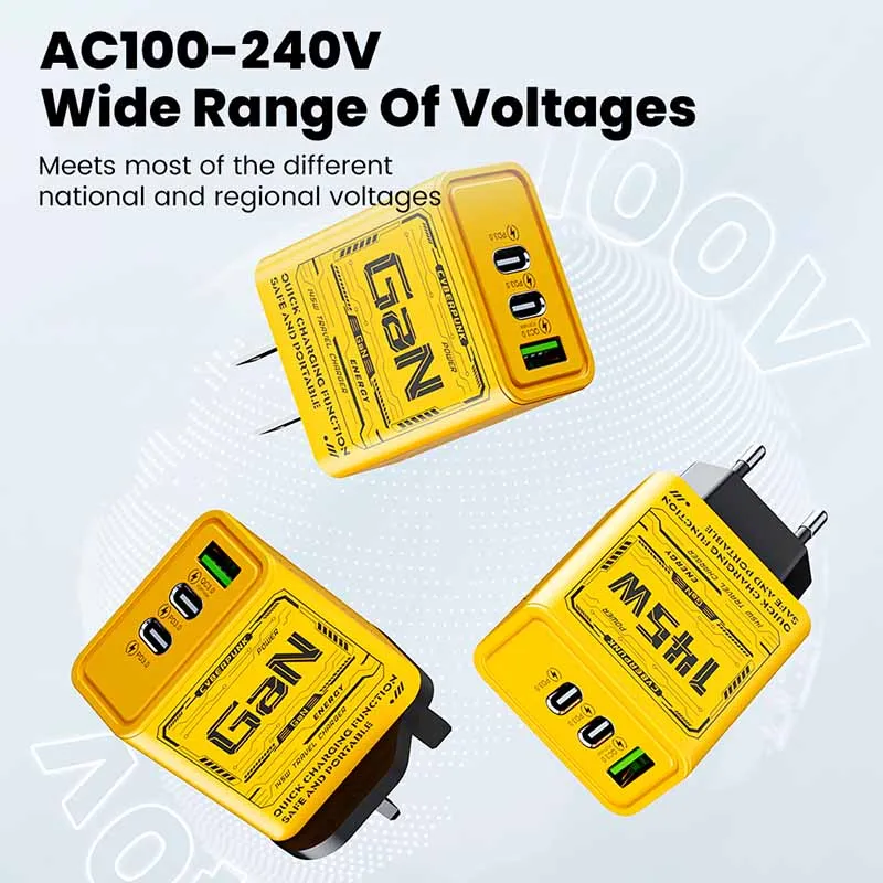 삼성 샤오미 화웨이용 C 타입 고속 충전 충전기, 아이폰 15, 14 프로용, 3 포트 USB 고속 충전기, 145W