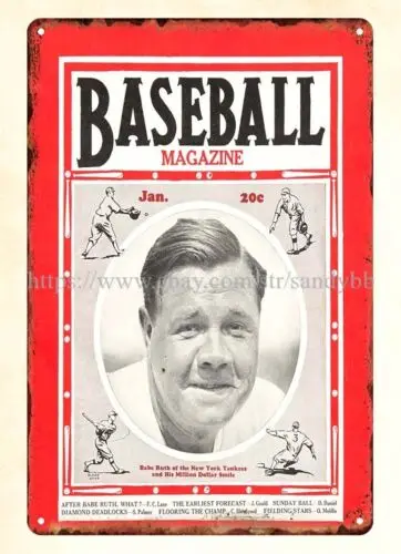 garage wall art 1935 Baseball Babe Ruth at the  metal tin sign