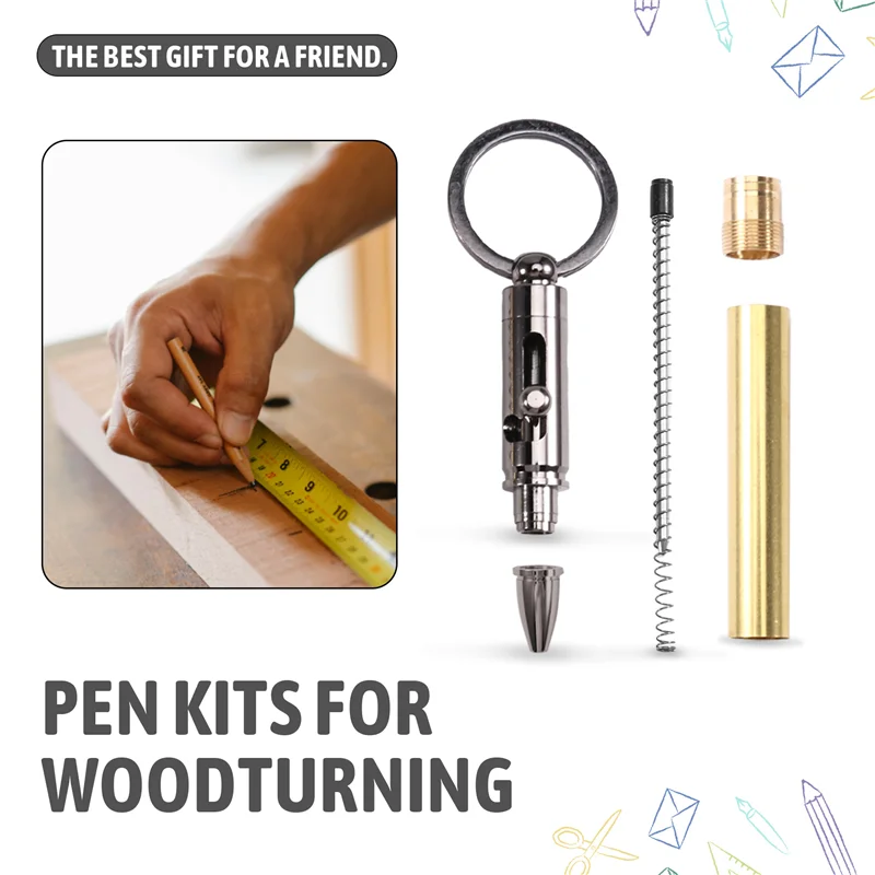 AWAH Wood Woodturning Ballpoint Kit Mini Bolt Pen/Keychain For Men Gift Turning Pen Kits