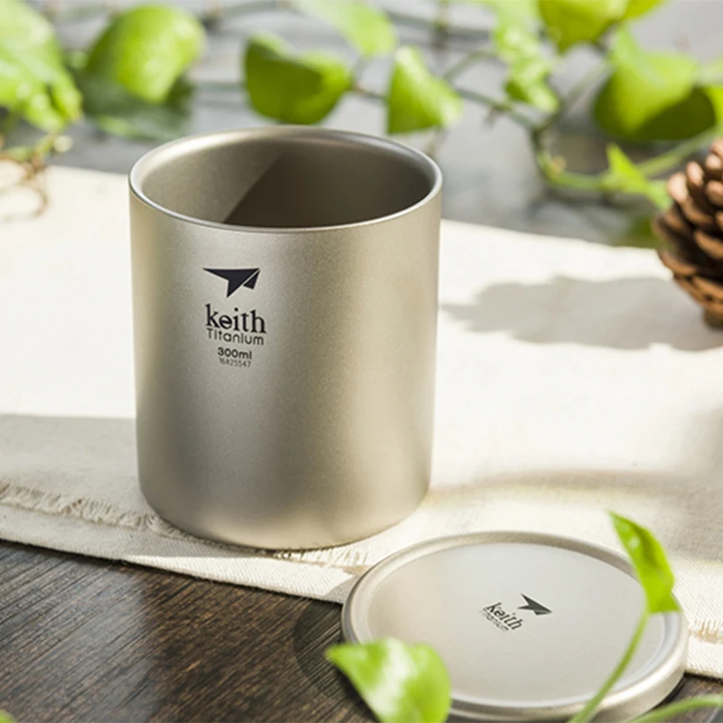 

Keith Titanium, чашка для воды 300 мл, столовые приборы с двойными стенками и защитой от ожогов, посуда для походов, путешествий, кемпинга, титановая кружка
