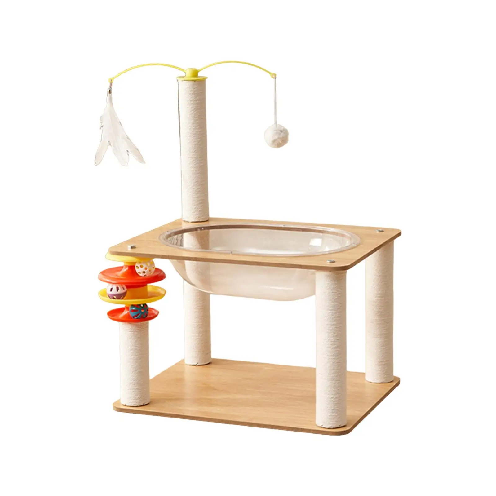 Wooden Cat Tree and Scratch Post Toy Activity Centre Cat Hammock Kitten Climbing Frame for Rest Small Large Cats Kittens Sleep