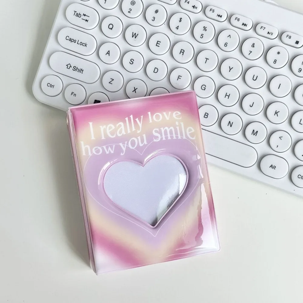 2025 المتفجرة الأصلية Ins نمط أسود وردي خافت الحب التدرج 3 "بولي كلوريد الفينيل لوحة واحدة بولارويد مروحة ألبوم بطاقة صغيرة كتاب