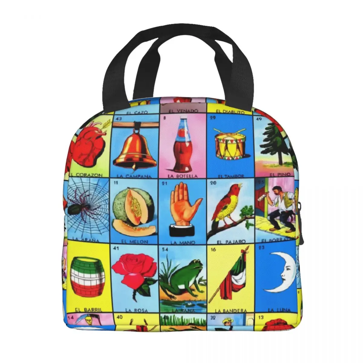 Custom Loteria Card Mexican Bingo Lottery Lunch Bag Men Women Thermal Cooler Insulated Lunch Boxes for Adult Office
