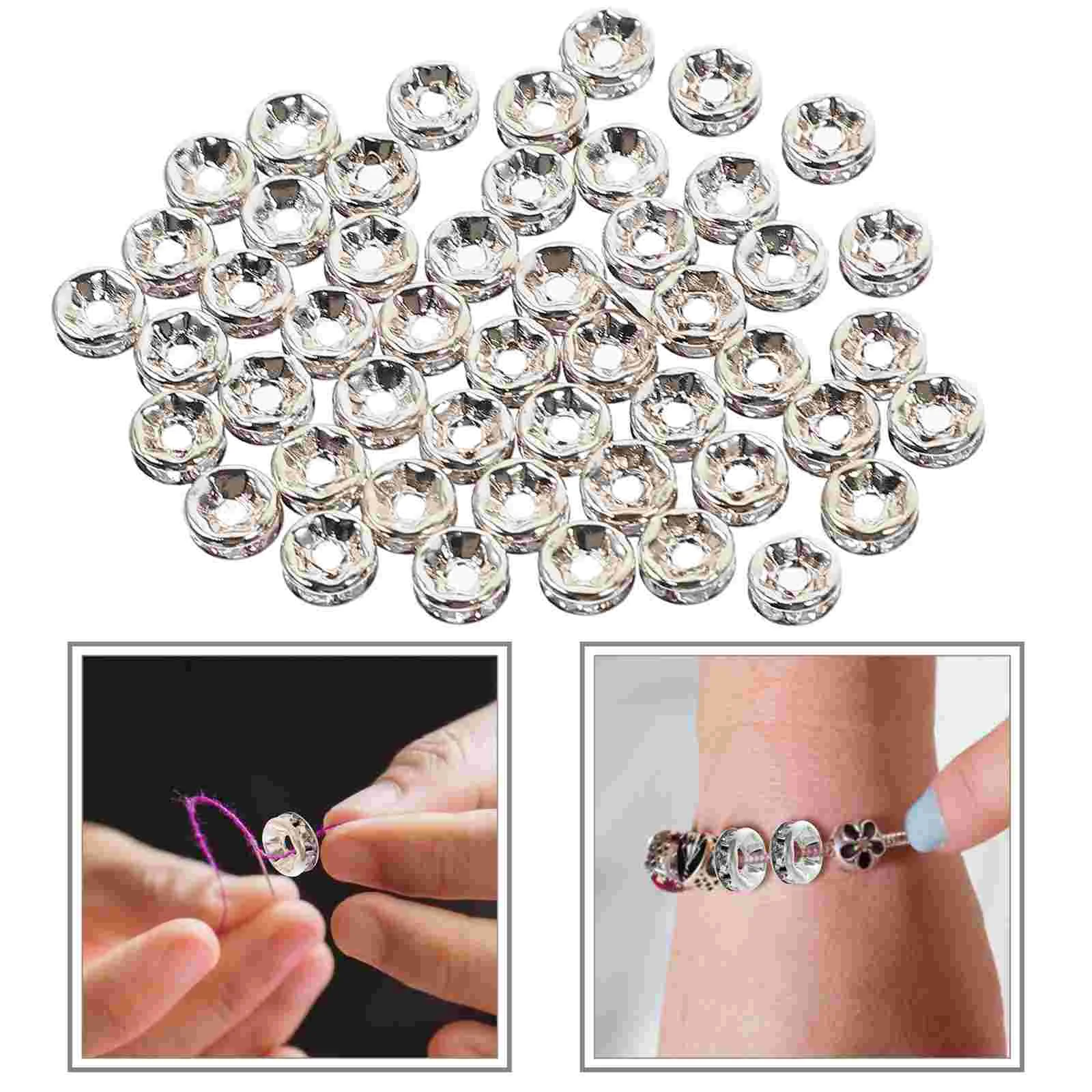 250 Pcs Spacer Beads Bracelet Charms Jewelry Jump Rings Silver Loose for DIY Crafts Wheel-shaped