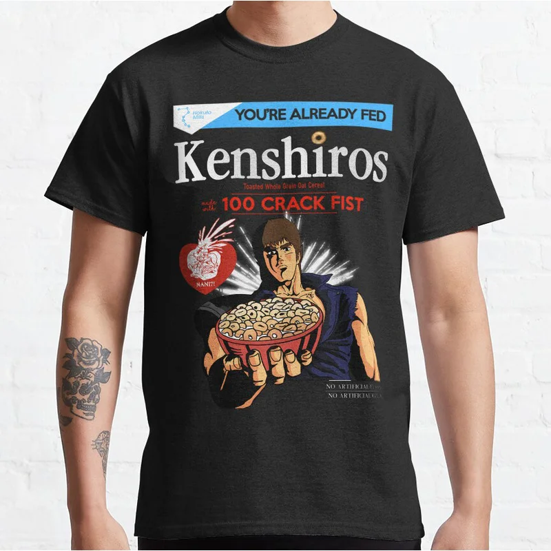 Kenshiro Fist of the North Star T‑Shirt 100% Cotton printed Tee Vintage Hokuto No Ken Anime Streetwear Casual Short Sleeve Tops
