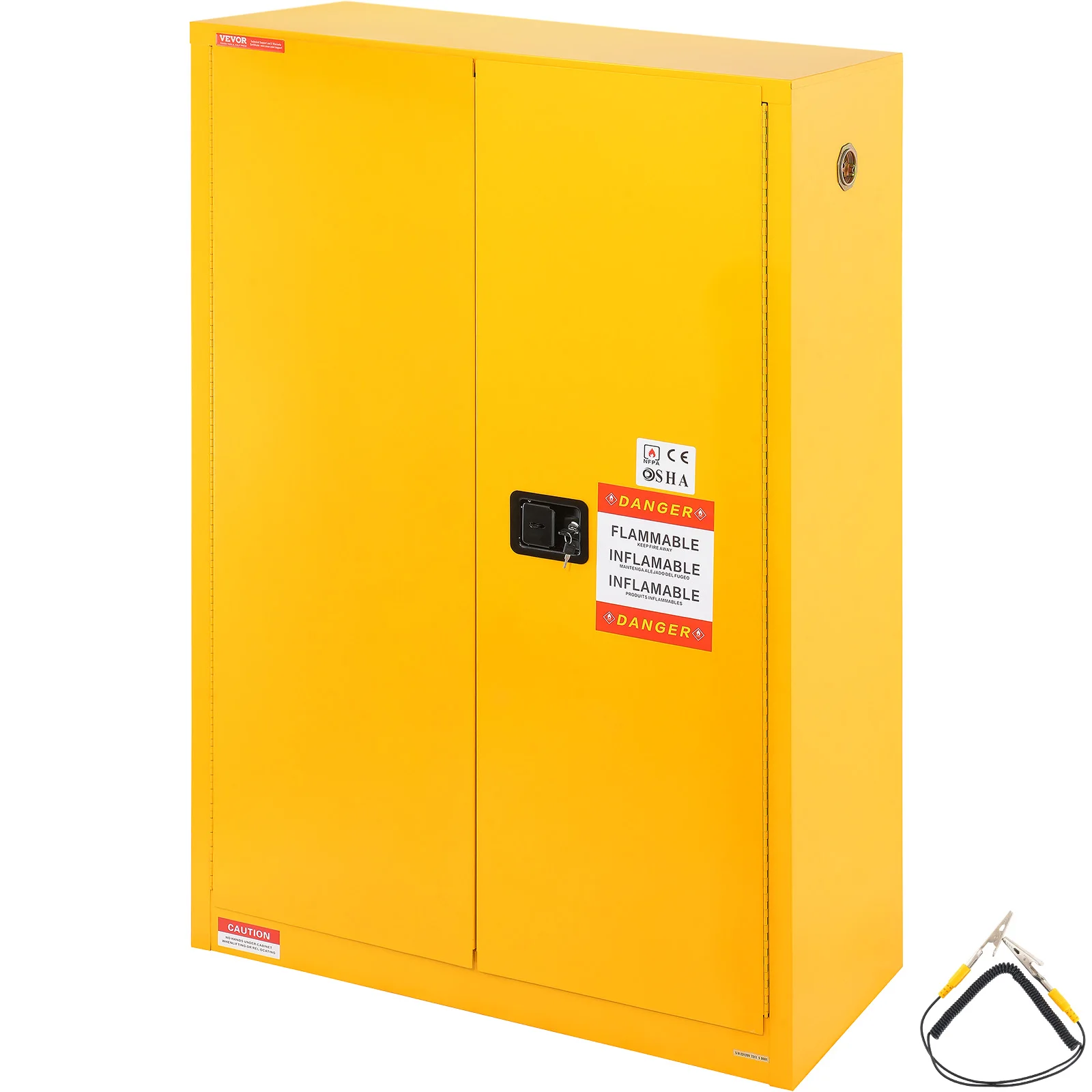 VEVOR Flammable Safety Cabinet, 45 Gal, Cold-Rolled Steel Flammable Liquid Storage Cabinet,  Explosion Proof with 2 Manual Doors