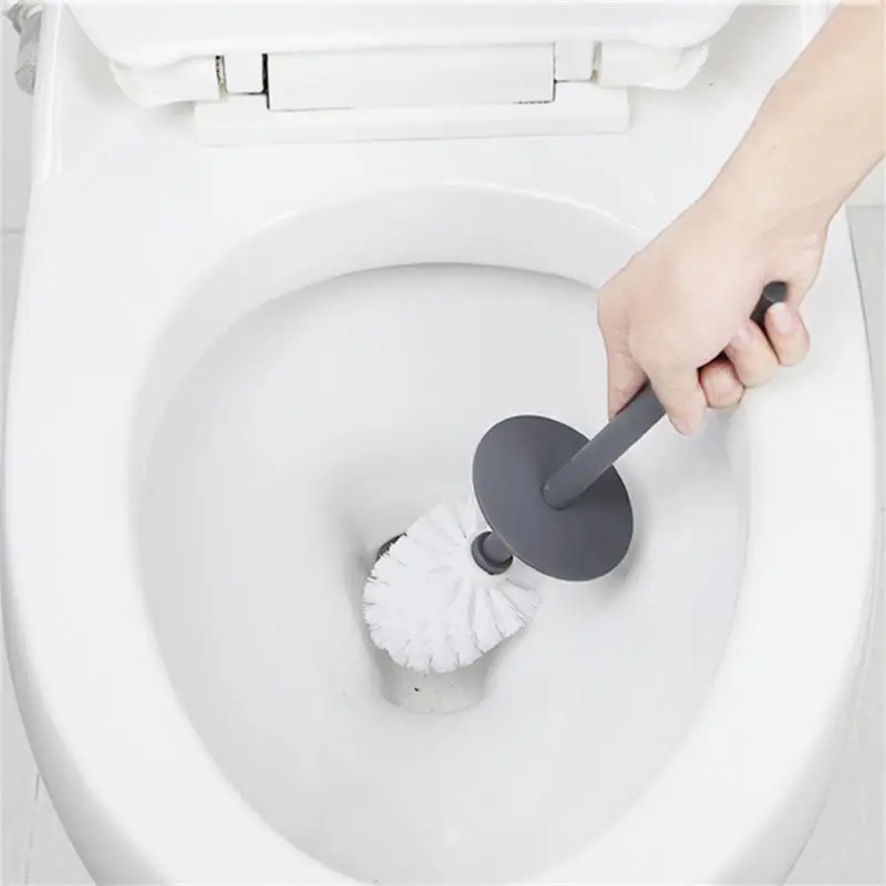 Toilet Brush with Base Modern Design Black Toilet Brush with Lid Cleaning Brush Set Cleaning Supplies Bathroom Accessories