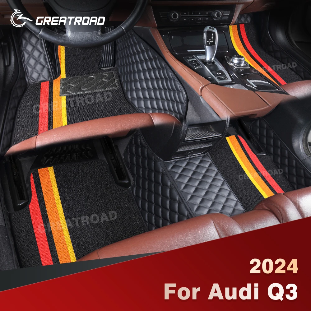 

GREATROAD For Audi Q3 2024 Double Layer Car Floor Mats Interior Accessories Auto Carpet Cover Custom