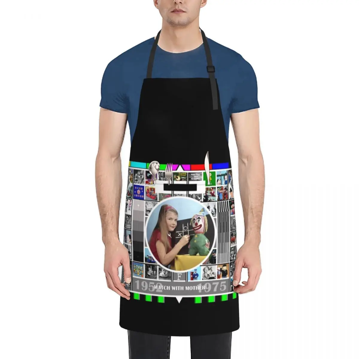 

British Test Card 1952 - 1975 Watch With Mother Pop Art V1 Apron barber men Children'S Kitchen on the wall Apron