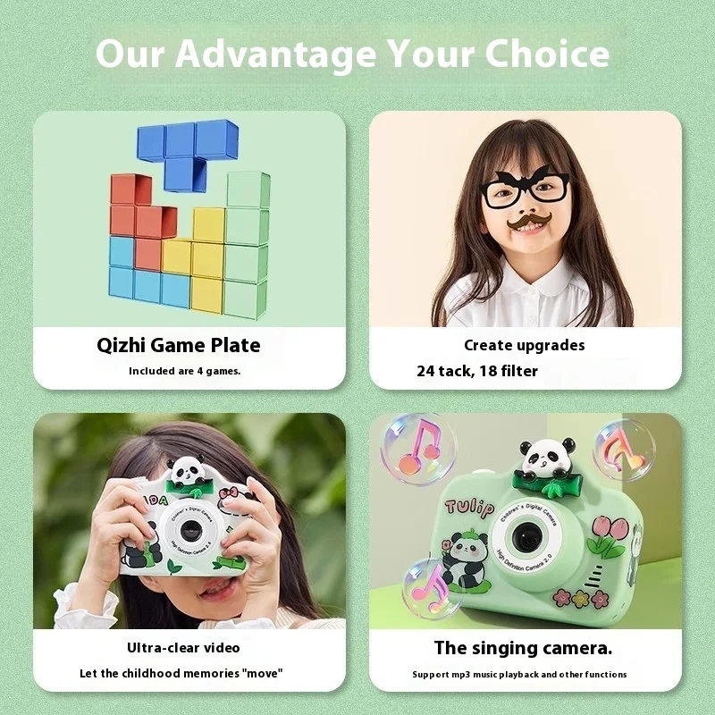 Panda Kids Camera Boys And Girls Can Take Pictures Can Print Digital Hd Camera Shoot Video Dv Digital Camera Gift Birthday Gift