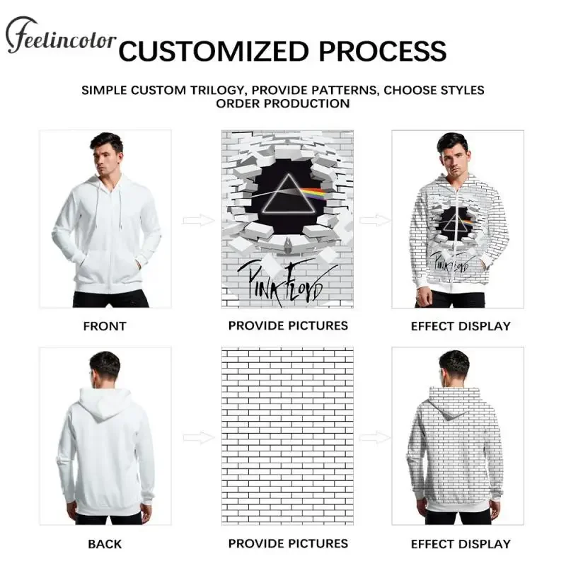 Couple Custom Zip Hoodies Design Your Text or Logo Hooded Pullover Diy Photo with Pocket Hoodie Casual Men Women Clothes