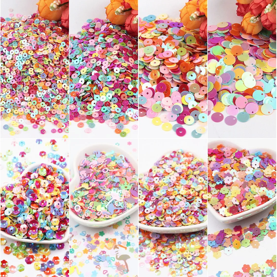 Ab Mix Sequins 3mm 4mm-30mm Cup Flat Flower Sequins Crafts Paillettes DIY Sewing Clothes Decoration Lentejuelas Para Coser