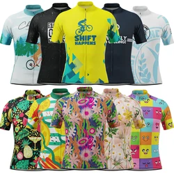 Comfortable Cycling Jersey for Men Short Sleeve Reflective MTB Maillot, Downhill Team Mountain Bicycle Clothing 15 New Styles V1