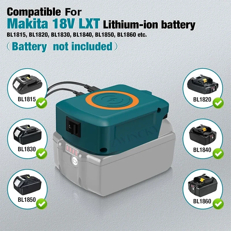 Wireless Charging for Cell Phones for Makita 18V Lithium Battery USB Charger Adapter for Samsung for Android for iPhone