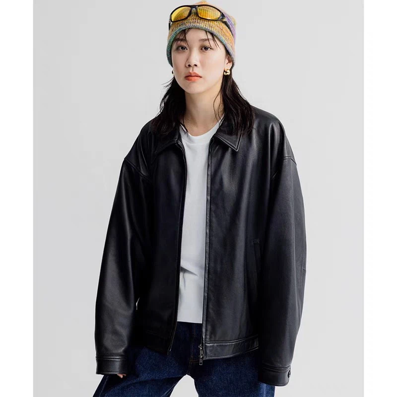 

Винтажная американская кожаная куртка Waed на молнии с воротником из искусственной овчины, осенняя повседневная модель с длинными рукавами для молодежи