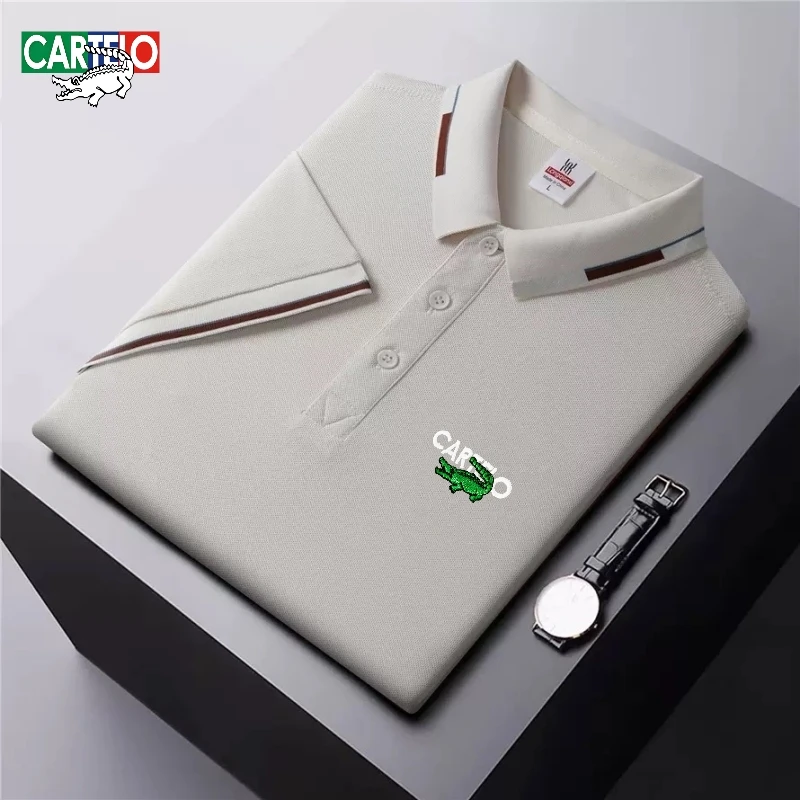Summer men's high-quality fashionable embroidered logo short sleeved polo shirt, new fashionable, casual, breathable, cool top