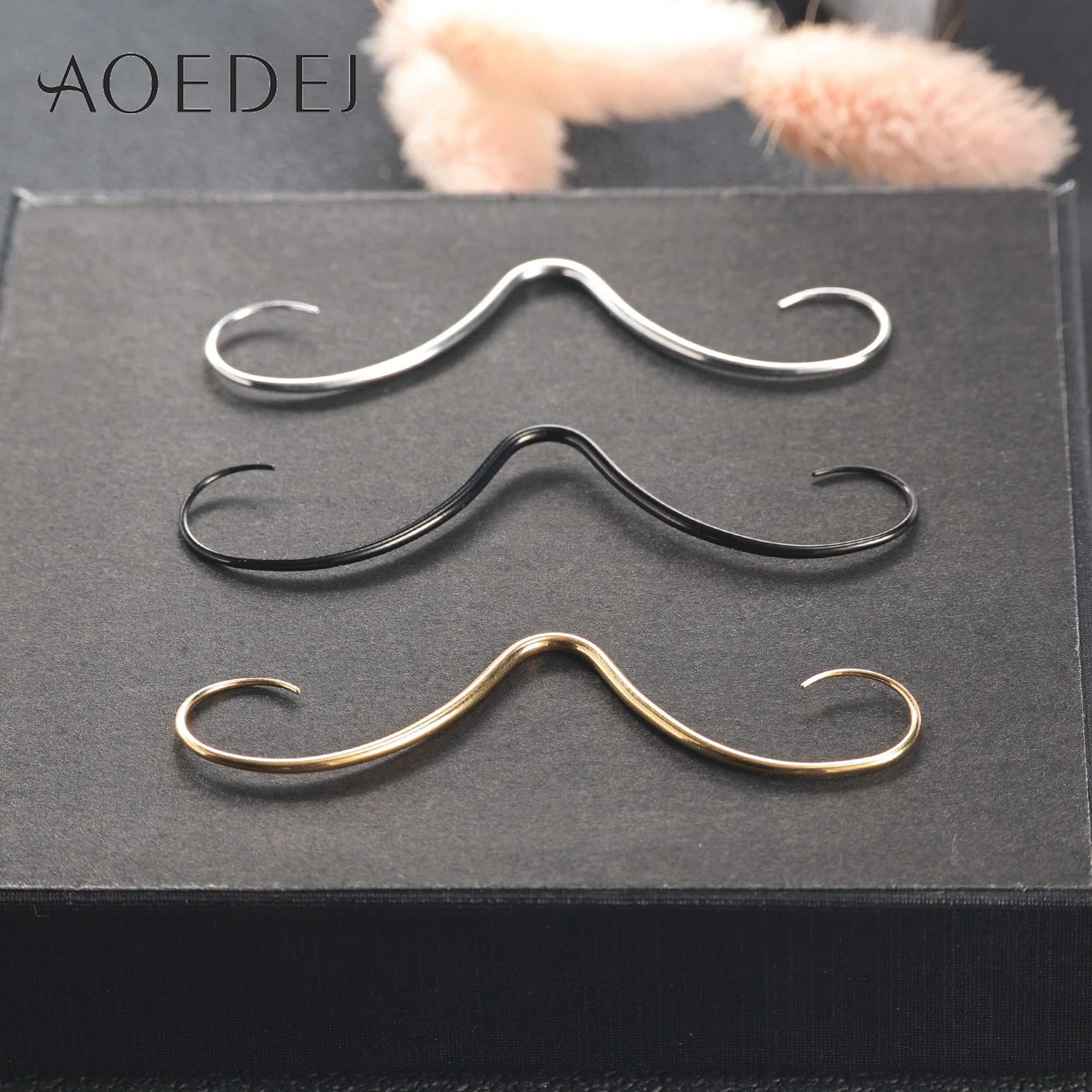 AOEDEJ 1 Piece 14G/16G Stainless Steel Septum Ring Women Men 43-67MM Colorful Nose Ring Mustache Hanger Nose Ring Studs Jewelry