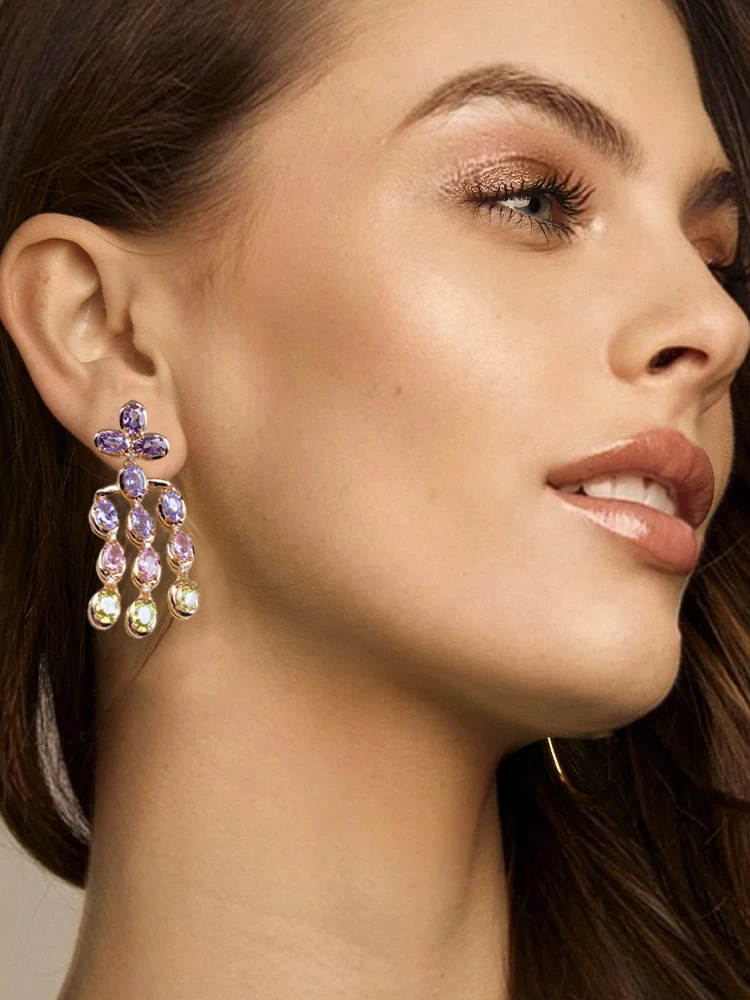 

Fashion Luxlury Tassel Earing Zircon Inlay Sparkling For Women Earring