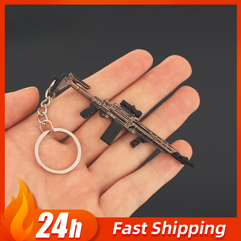 

9cm Areha Breakbut MK14 Shooter Rifle Game Peripheral Mini Gun Model Keychain Alloy Keyring Backpack Pendant Fans Toys Gifts