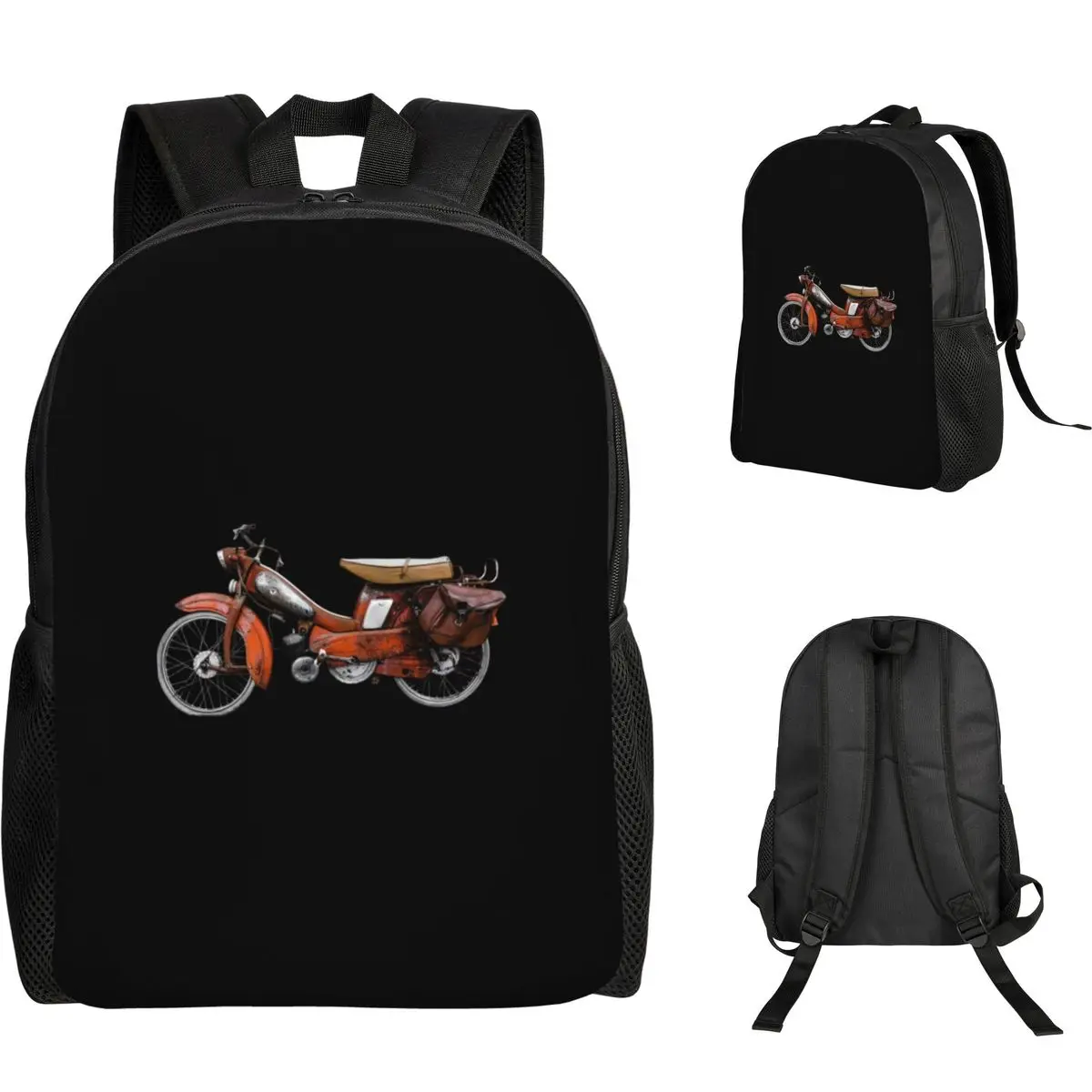 

Vintage French Motobecane Moped Backpack Student Boys Girls BookBag School Bag Computer Shoulder Bags