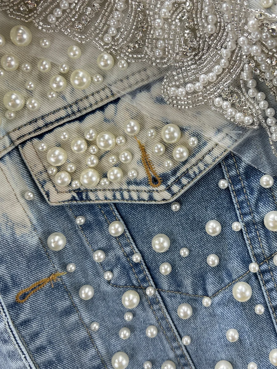 TWOTWINSTYLE Colorblock Loose Spliced Single Breasted Vest for Women Lapel Sleeveless Patchwork Pearl Top Female Clothing New