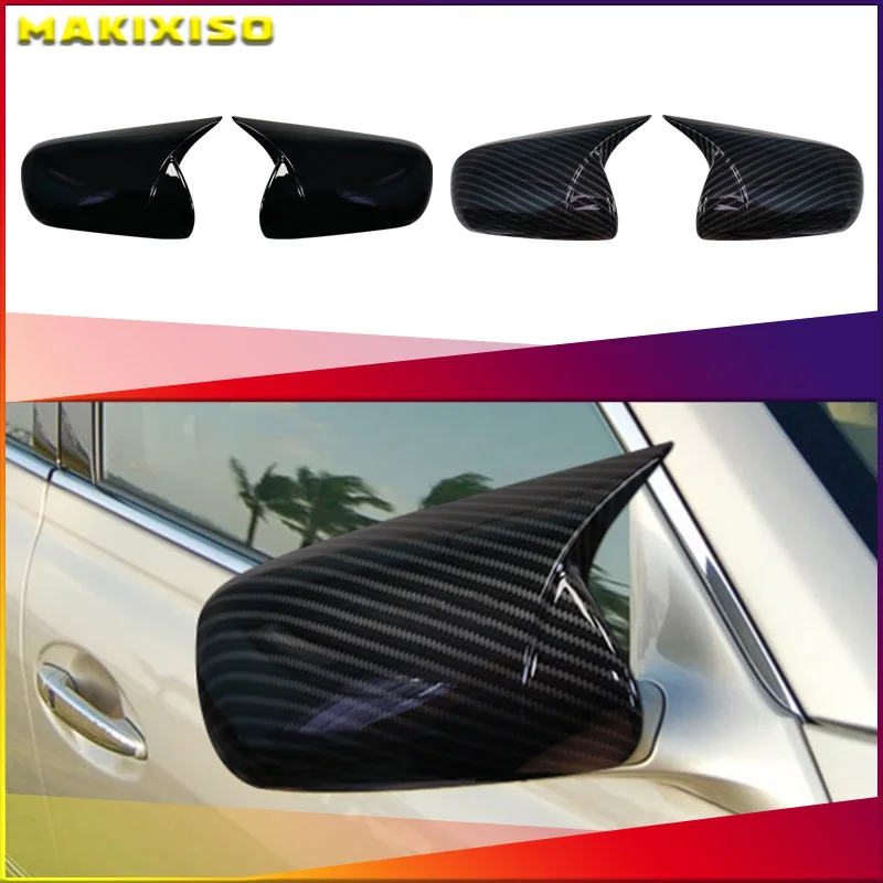 

For Toyota Mark X Reiz 2005-2007 Car Rearview Side Mirror Cover Wing Cap Exterior Door Rear View Case Trim Carbon Fiber Look