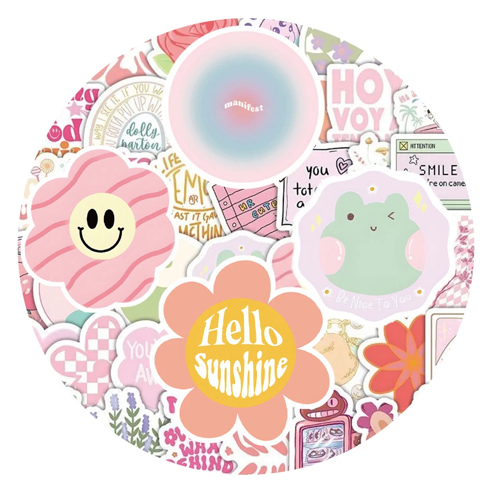 

10/30/50/100pcs Fresh Style Danish Past Graffiti Stickers Pink Art Aesthetic Decals Luggage Notebook Phone Cute Cartoon Sticker