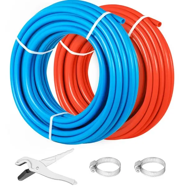 VEVOR PEX Tubing Pipe 2 Rolls of 1/2 Inch X 100 Feet PEX Tubing Non Oxygen Barrier Radiant Floor PEX Pipe Radiant Heat Floor Hea