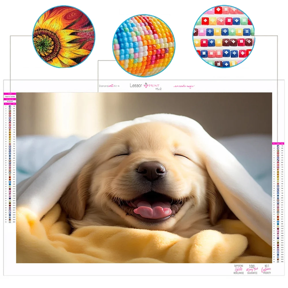 5D DIY Diamond Painting Cute Golden Retriever And Sunset Diamond Embroidery Mosaic Cross Stitch Kit Living Room Home Decoration