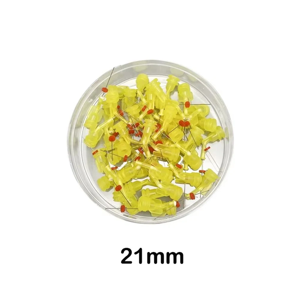 100Pcs Dental Endo Irrigation Needle 30G 21mm/25mm Elbow Oral Clean Root Canal Treatment Syringe Tips Autoclavable Consumable