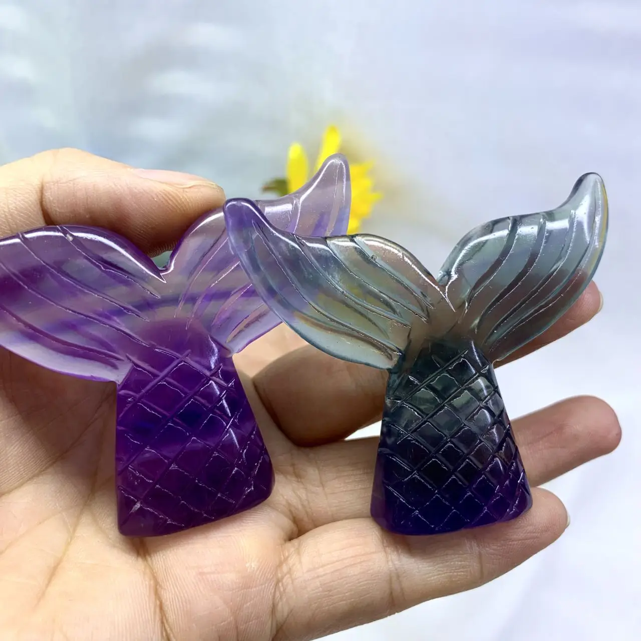 

6cm Reiki Cute Fluorite tail Natural Crystals Color Fluorite Gemstone Crafts Home Decoration Pendant Necklace Healing Stone Gift