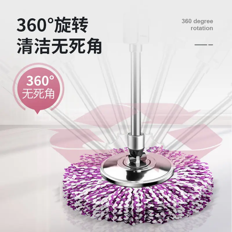 دلو ممسحة دوارة من الفولاذ المقاوم للصدأ السميك، تنظيف منزلي بدون استخدام اليدين، قطعة أثرية لتنظيف الأرضيات الرطبة والجافة