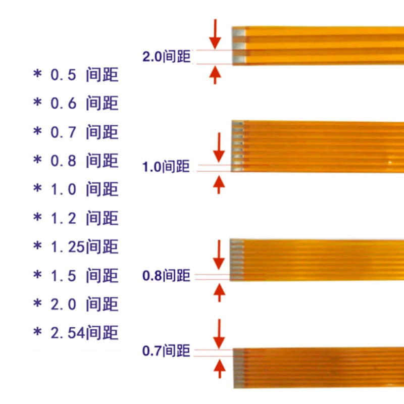 5Pcs Yellow FPC FFC Welding Type Flexible Flat Cable 0.5mm/0.7mm/0.8/1.0/1.27/1.5mm Pitch 3/4/5/6/7/8/9/10/12/13/14/16/18/20 Pin
