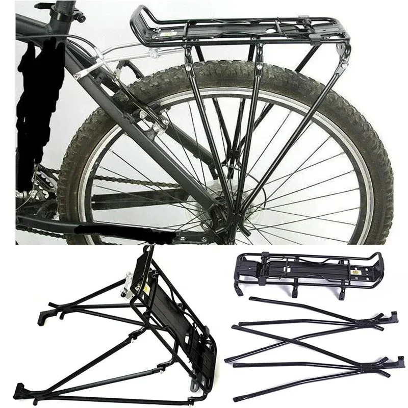 

Bicycle Cargo Racks Bicycle Rear Luggage Rack Cycling MTB Aluminum Alloy Shelf Bracket for Disc Brake/V-brake Bike Black