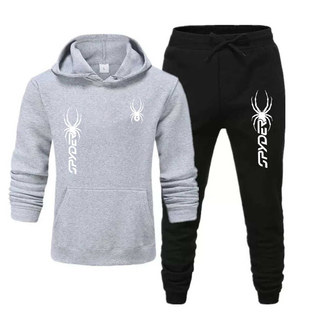 Fashion Men Hoodies Two Piece Sets High Quality Printing Hooded Sweatshirt Sweatpants Casual Suit Female Outwear and Trousers