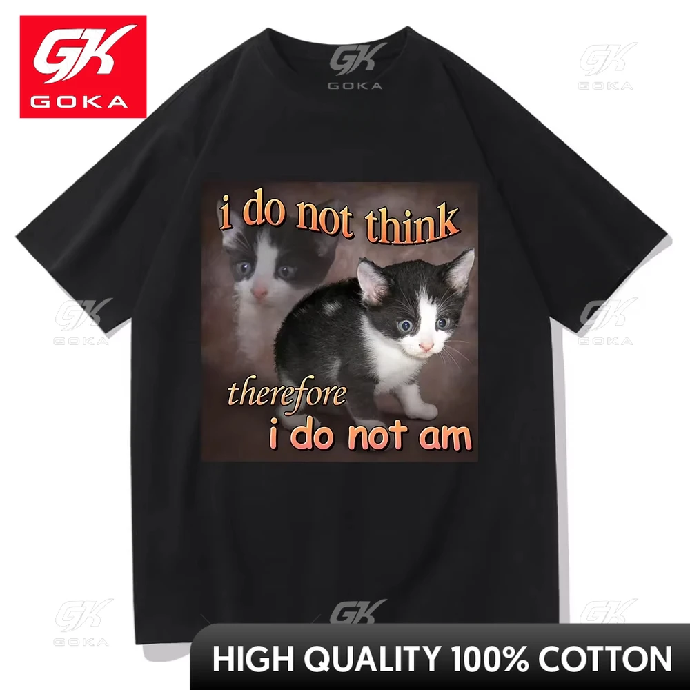 لا أعتقد لذلك لا أستطيع القط ميمي القطن تي شيرت مضحك الرجال Harajuku خمر الجرافيك تي شيرت للجنسين تي شيرت الملابس