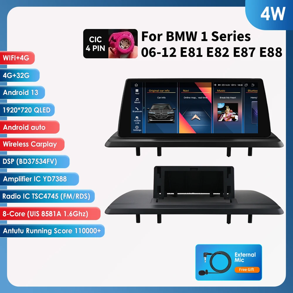 Autoradio Voor Bmw 1 Serie 06 - 12 E81 E82 E87 E88 Ccc Cic Carplay Auto Intelligente Systemen Android Auto Gps Navigatie Wifi 4G - afbeelding 1