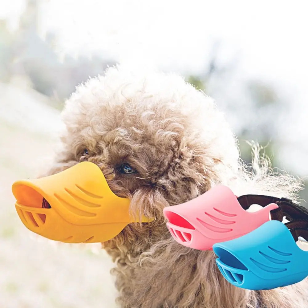 Cute Anti Bite Dogs Muzzles Silicone Soft Dog Mouth Mask Breathable Adjustable Dogs Mouth Cover Anti Stop Chewing