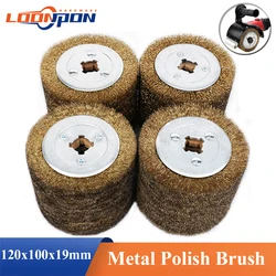 Loonpon – roue de polissage 120x100x19mm, brosse à polir le métal, fil d'acier enduit de cuivre, rouleau d'ébavurage, outils de polissage, touret à polir, polir inox, touret polissage, brosse de polissage roue