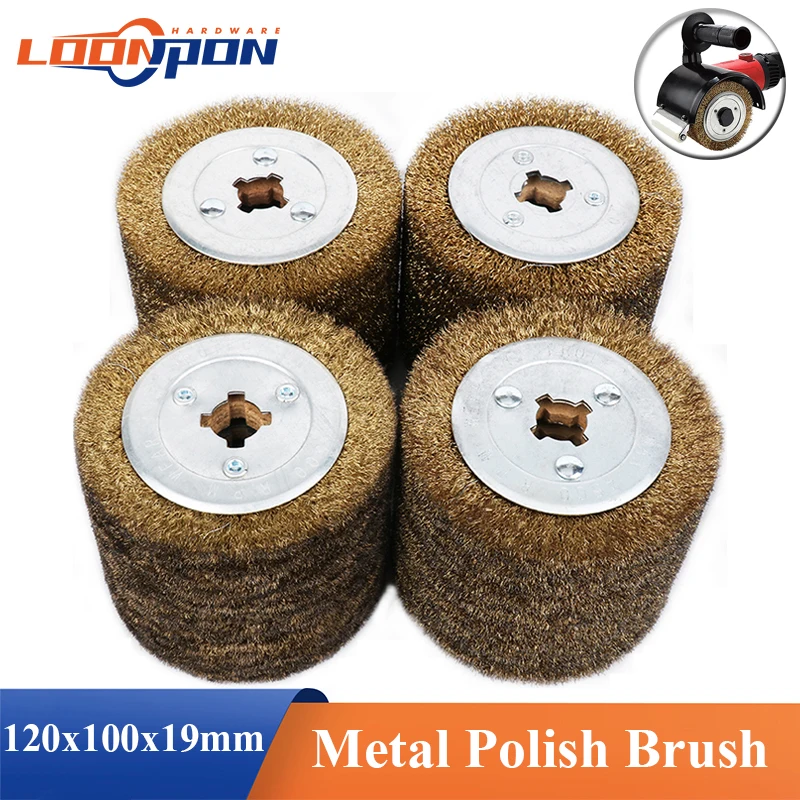 Loonpon 120x100x19mm tarcza polerska do polerowania metalu szczotka do polerowania drut stalowy powlekany miedzią wałek do gratowania narzędzia do polerowania