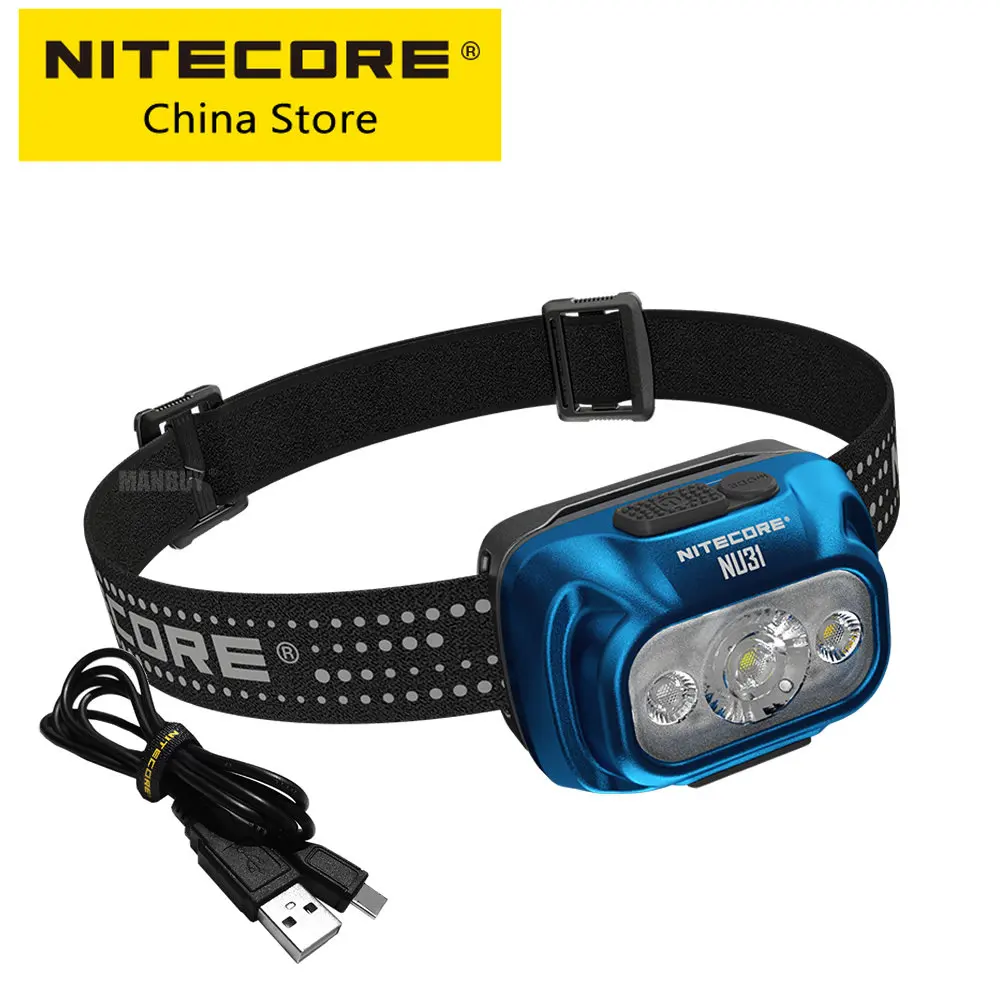 Wholesale NITECORE NU31 550 Lumen White +Red 3xLEDs with USB-C Rechargeable Battery Headlamp Outdoor Ultra Lightweight Headlight