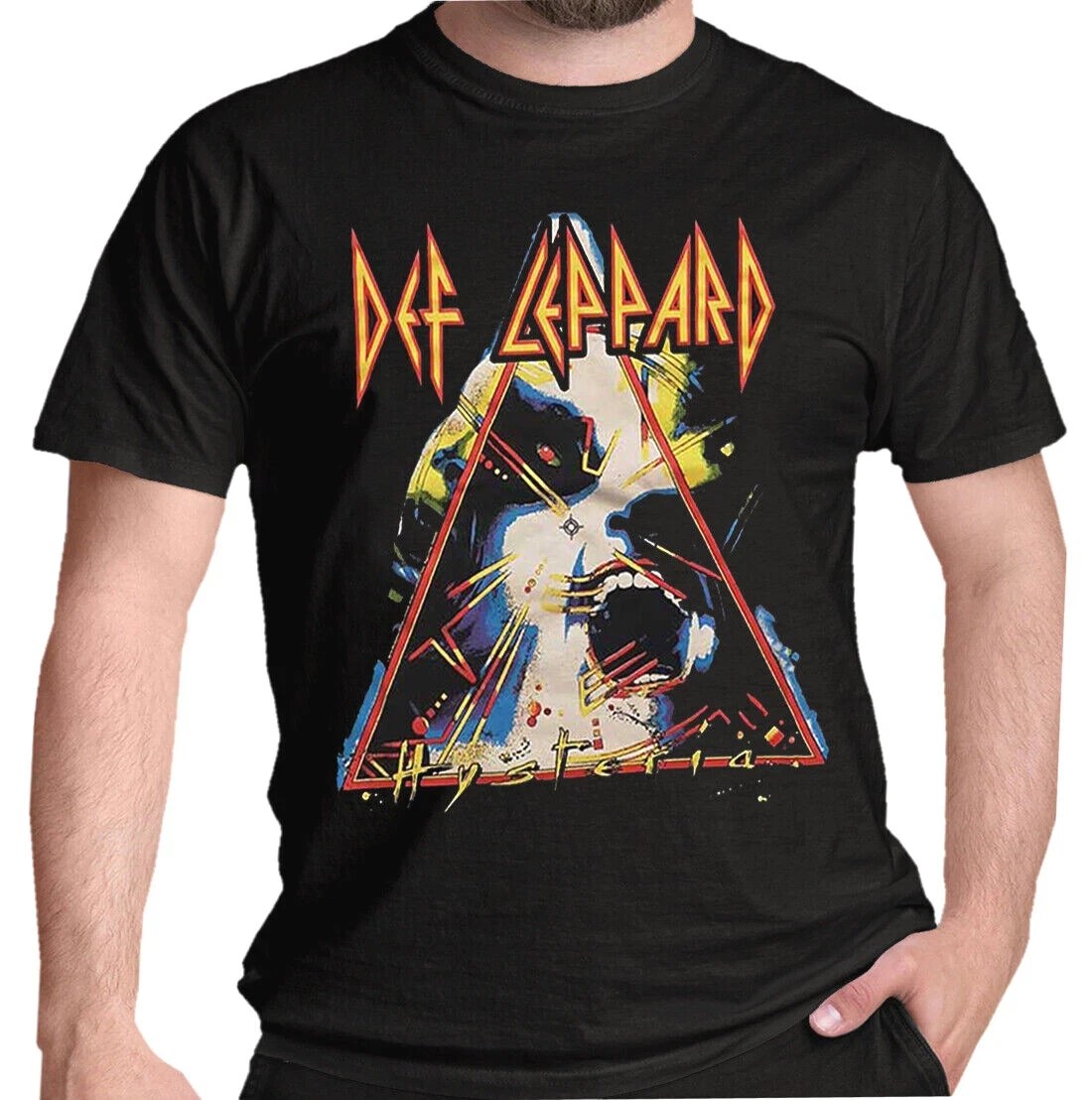 Gran oferta de verano, camiseta de Def Leppard con logotipo de la portada del álbum Hysteria, Rock clásico, nueva camiseta de manga corta con cuello redondo para hombre