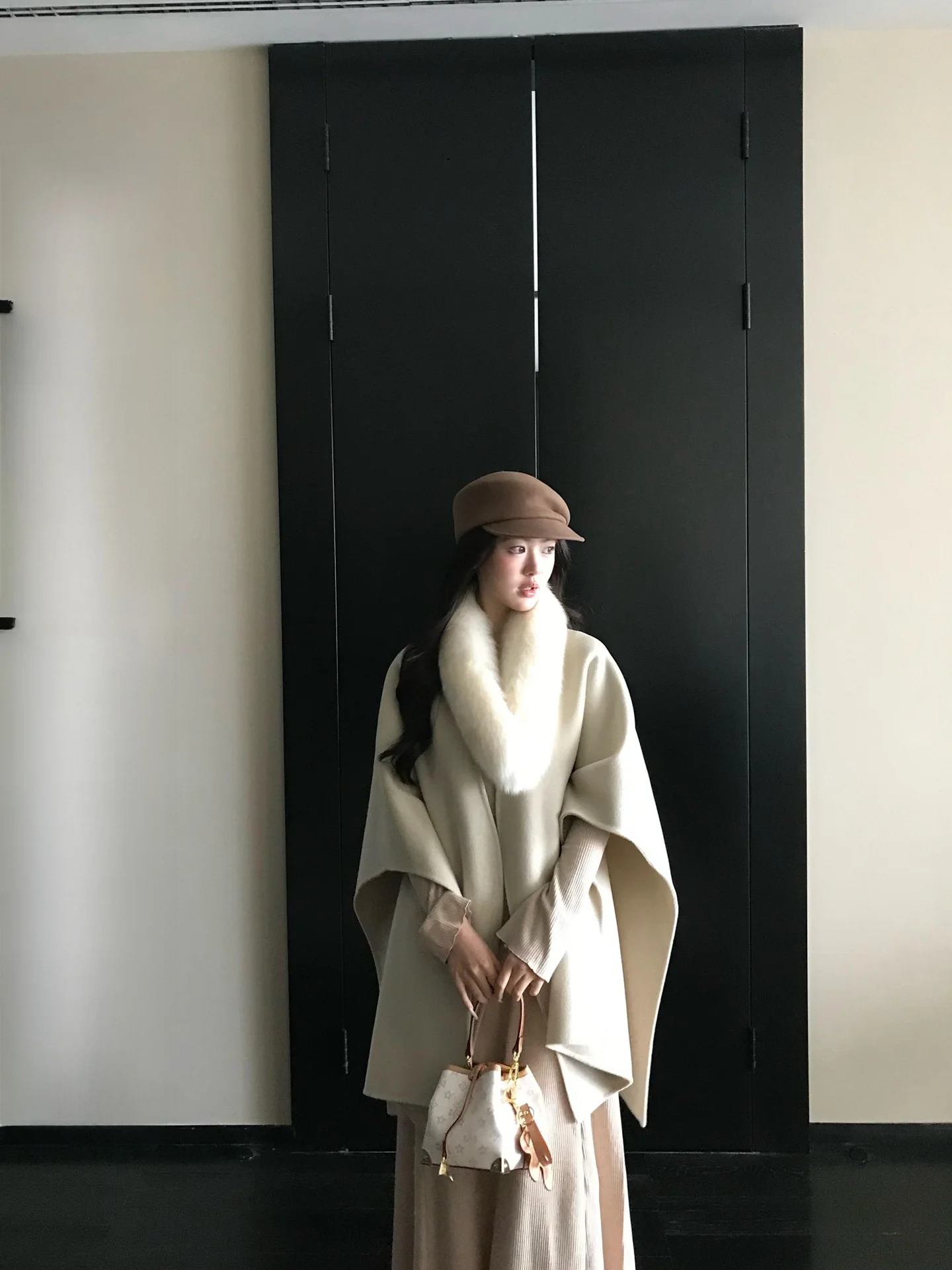 

Double-Sided Woolen awl-Collar Fur Coat Simple Elegance 00 Woolen Autumn Winter Coat Korean Sle Loose Fit No Sve