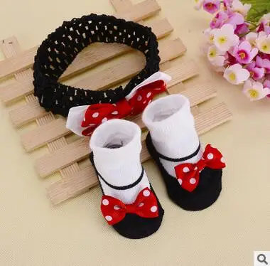 Baby girls\' shoes+headband suit cute bow newborn 0-6M baby shoes girls\' non-slip socks toddler shoes baptism baby gift